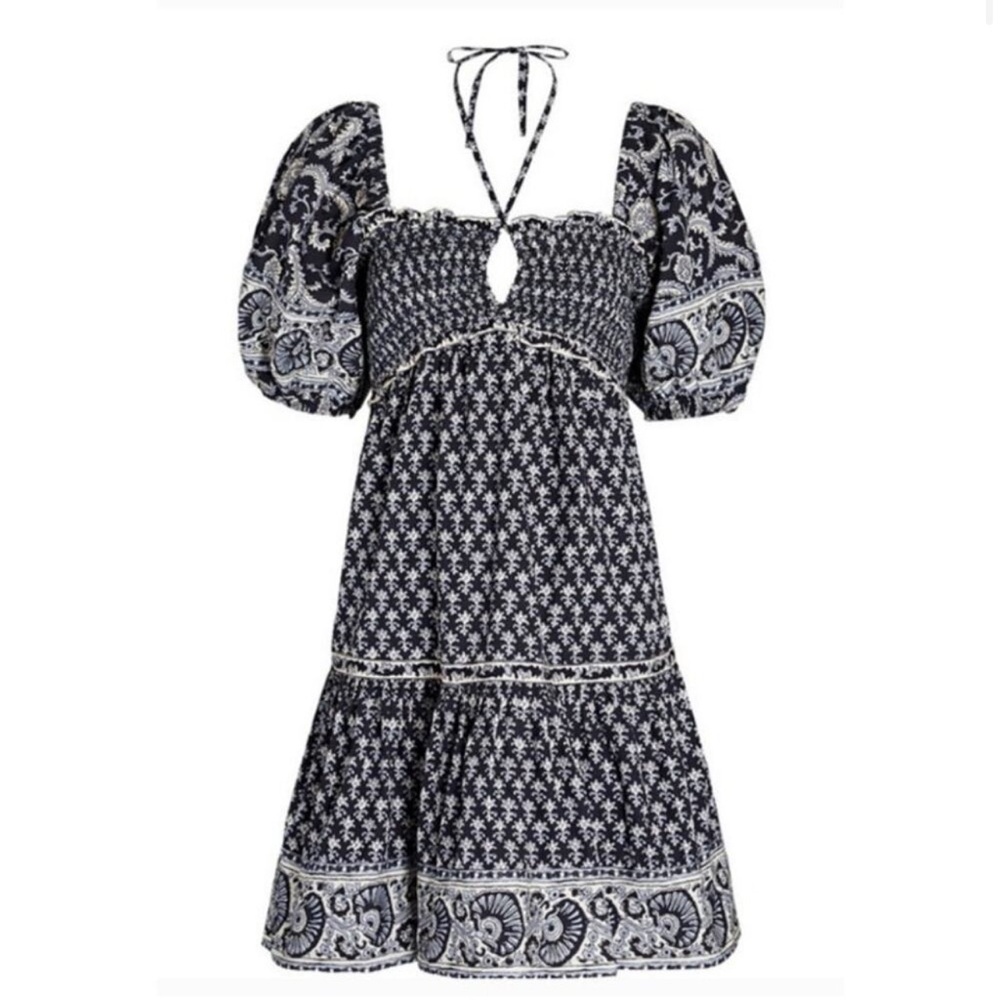 EUC SEA NEW YORK Jasper Smocked Puff Sleeve Mini Dress